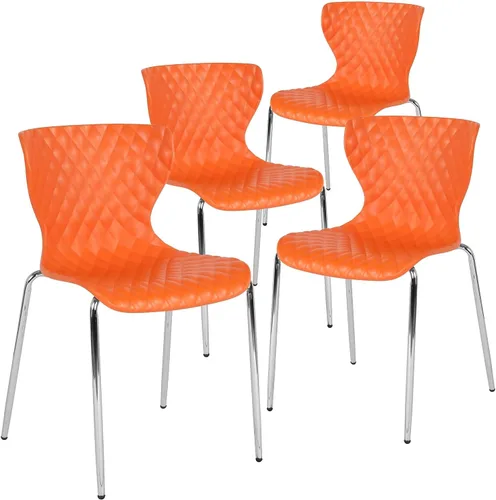Vista 18 de Flash Furniture Lowell Silla apilable de plástico negro con asiento en cascada