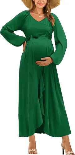 Vista 2 de OUGES Vestidos de maternidad para mujer, para sesión de fotos, baby shower, vestido de embarazo