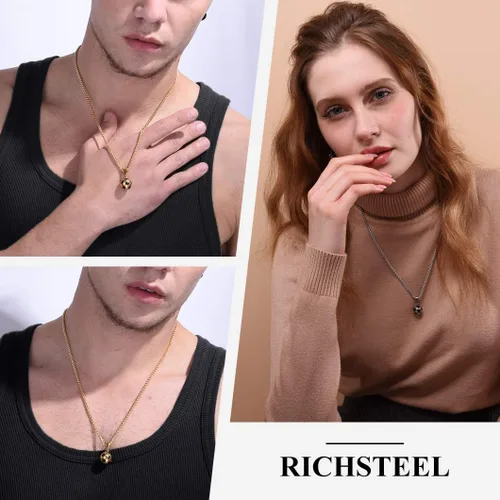 Vista 3 de Richsteel Collar de acero inoxidable para fútbol baloncesto fútbol guantes para hombres y mujeres fanáticos de los deportes de 22 pulgadas con caja