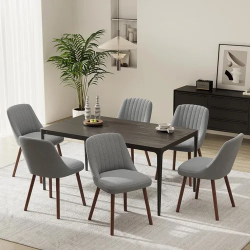 Vista 10 de MALOL Juego de 2 sillas tapizadas para comedor, sillas modernas de tela para cocina con respaldo, patas de madera para cocina, comedor, restaurante
