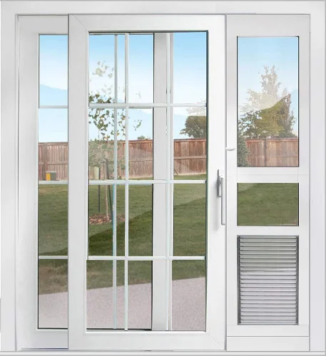 Vista 3 de Armor Flex - Puerta para mascotas con marco de aluminio resistente por High Tech Pet - Tecnología avanzada de solapa, protección resistente a