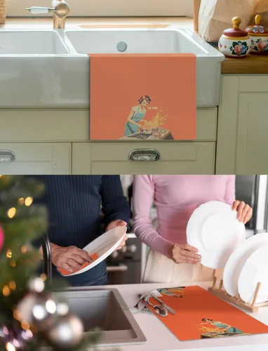 Vista 5 de Toallas de Cocina Divertidas "I'm Fine", Toallas Decorativas de Cocina y Té Estilo Ama de Casa Retro de los 50s, Toallas de Mano de Humor Sarcástico