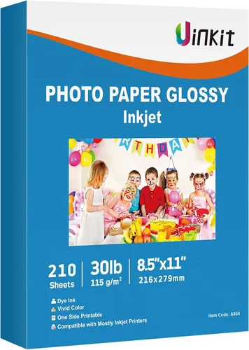 Vista 10 de Uinkit 100 hojas 115 g/m² Papel fotográfico 30 lb Muy delgado Papel para volantes Papel fotográfico brillante 8.5x11 de un solo lado Papel