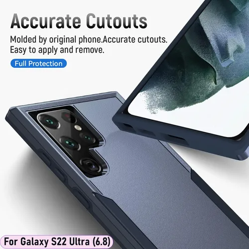 Vista 5 de Funda híbrida de doble capa para Galaxy S22 Ultra de 6.8 pulgadas, resistente a los golpes, resistente a los golpes, con 1 soporte magnético