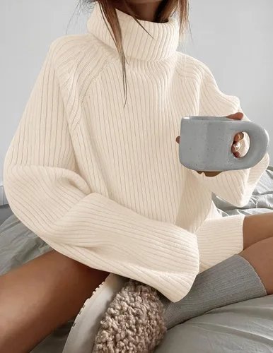 Vista 9 de ZESICA Women's 2024 Winter Sweaters Oversized Turtleneck Long Sleeve Chunky Knitted Pullover Sweater Jumper Tops