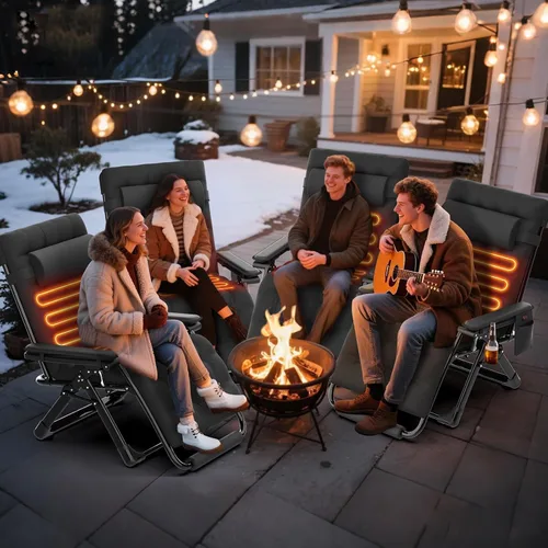 Vista 2 de Suteck Heated Zero Gravity Chair, 33" XXL Oversized Reclining Lounge Chairs Negro