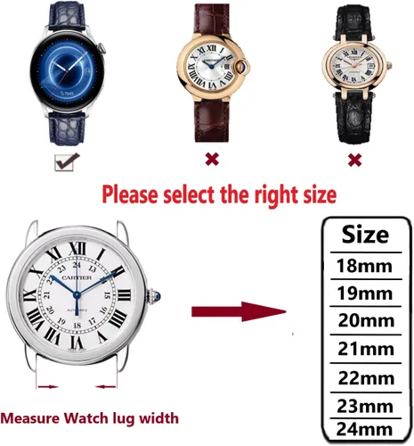 Vista 5 de Moran - Correa con estampado de cocodrilo y de cuero vacuno, para reloj de pulsera de 18 mm a 24 mm, para mujer y hombre