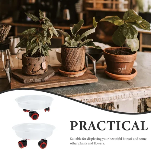 Vista 8 de 2pcs Plastic Flowerpot Holder with Wheel, Mobile Plant Stand for Home Smooth Polished Surface, Floor Protection, Balcony Gardening, Ceramic Pots and