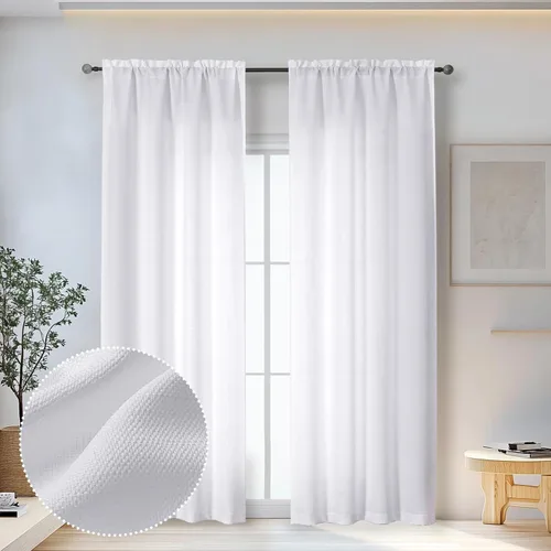 Vista 40 de OWENIE Bob Juego de 2 Paneles de Cortinas Negras de Cocina para Ventanas de 36 Pulgadas de Largo, Cortinas Cortas de Café con Textura de Lino