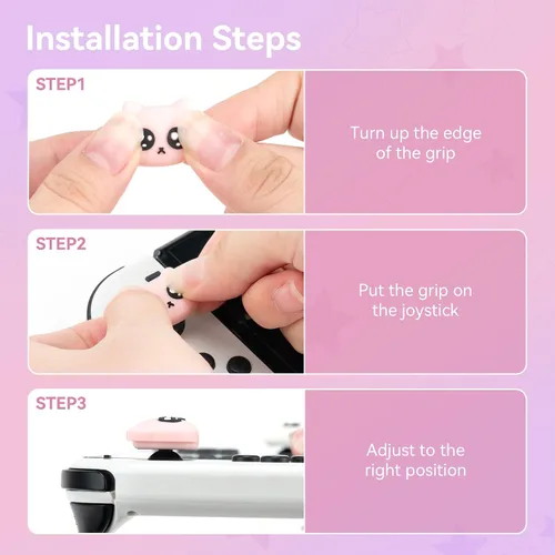 Vista 5 de GeekShare Tapas de agarre de pulgar para interruptor, 4 tapas de silicona con forma de gato, cubierta suave para palanca de pulgar compatible