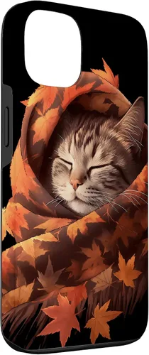 Vista 3 de Funda para iPhone 13 American Shorthair Cat Kitten Autumn Fall Leaves Case