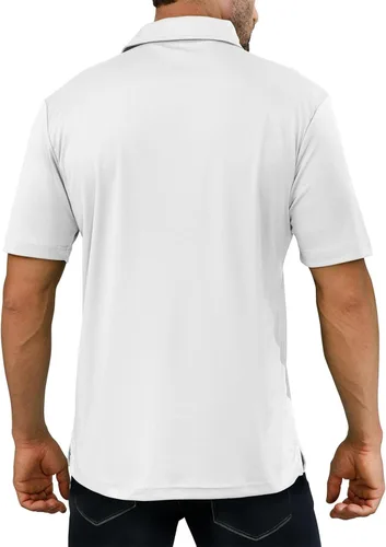 Vista 4 de JOYMASAR Camisas de golf para hombre - Polo de manga corta sólido que absorbe la humedad