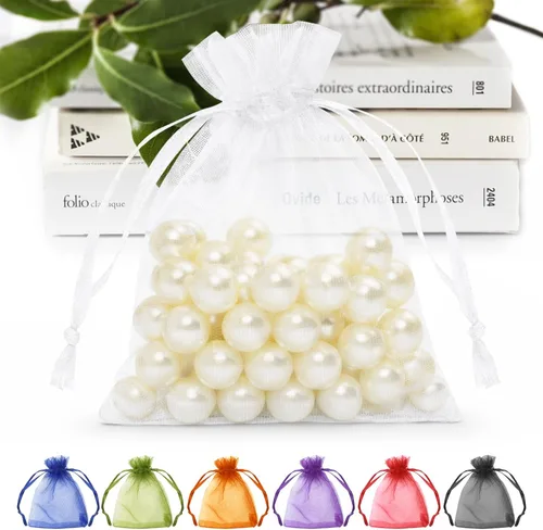 Vista 9 de ANZNKU Paquete de 50 bolsas de organza multicolor de 3 x 4 pulgadas, mini bolsas de regalo para regalos de Pascua, día de la madre, bolsa de joyería