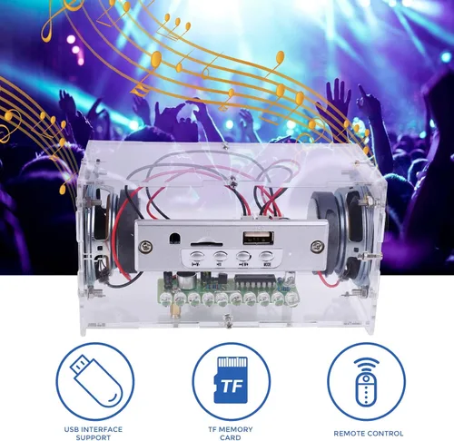 Vista 5 de MiOYOOW Kit de altavoz Bluetooth DIY, mini amplificador estéreo USB, kit de soldadura con luces LED intermitentes, kit de práctica de soldadura