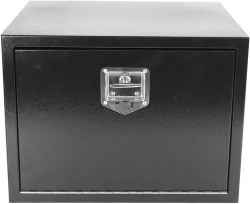 Vista 18 de Caja de herramientas de aluminio negro resistente de 16 x 7.5 x 10 pulgadas con cerraduras y llave de cierre con mango en T, caja de herramientas