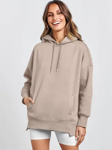 Vista 7 de ANRABESS Sudaderas con capucha de gran tamaño para mujer, sudadera de forro polar 2024, trajes de moda para adolescentes y niñas