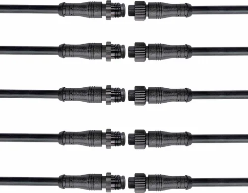 Vista 9 de Conector LED impermeable de 2 pines con conector macho hembra de 2 cables pesados, con cable de extensión pesado de 12 AWG de 25CM IP68, para barco