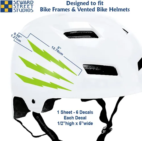 Vista 2 de Hotrod - Juego de 6 calcomanías de vinilo verde claro, kit de calcomanías para casco de motocicleta, transferencia de marcos de bicicleta