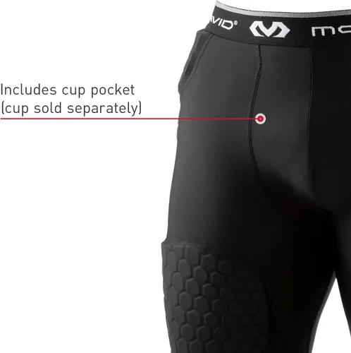 Vista 5 de McDavid Men's Compression Shorts wHEX Pads Dual-Density Tights wHip, Tailbone, Thigh Padding for wCup Pocket, Football