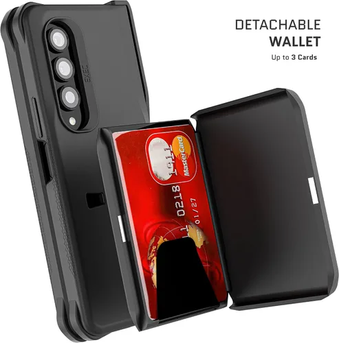 Vista 3 de Ghostek Exec - Funda tipo cartera para Galaxy Z Fold 4 con soporte magnético para tarjetas de crédito, protección de bisagra, carga inalámbrica