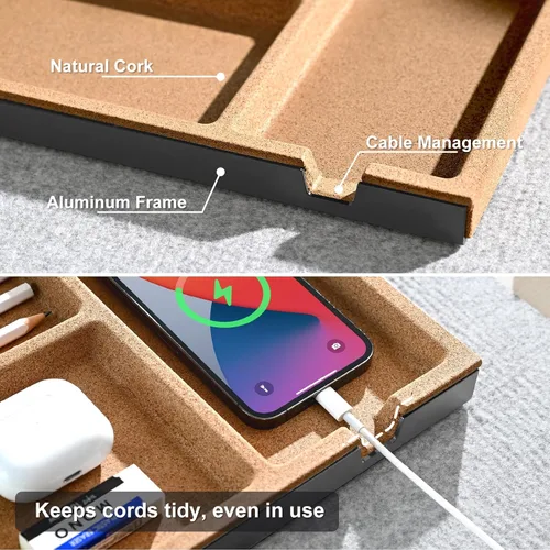 Vista 6 de UPERGO Bandeja de valet, bandeja de mesita de noche para hombres, organizador de cajones de escritorio para llaves, reloj, joyas, mesita de noche