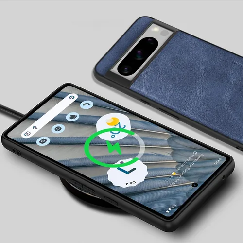 Vista 6 de X-level Funda protectora inalámbrica para Google Pixel 8 Pro, piel azul, ajuste delgado, con protección para lente de cámara