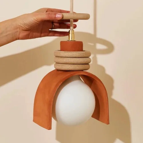 Vista 5 de Lámpara colgante de cristal japonesa Wabi Sabi para sala de estar, lámpara colgante de alambre, moderna, nórdica, blanca, para isla de cocina