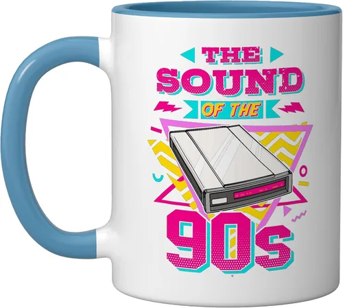 Vista 6 de 90s Nostalgia Retro 90s Dial Up Internet Vintage Ceramic Mug, Black/White