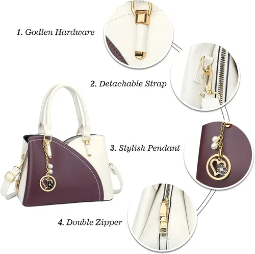 Vista 4 de KKXIU Monederos y bolsos de mano con triple compartimento para mujer, bolso de mano con asa superior