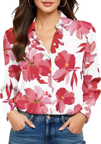 Vista 8 de Camisas sin planchado y sin arrugas para mujer, con botones, de manga larga, de seda de morera, blusas casuales para el trabajo