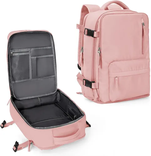Vista 49 de WONHOX - Mochila grande, aprobada para vuelo, unisex, para viajes, trabajo, negocios o laptop, a1-Negro, Medium