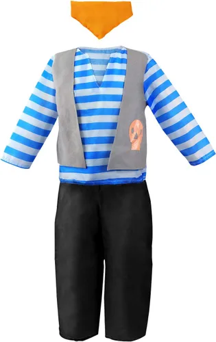 Vista 5 de Jeowoqao Conjunto de disfraces para niños, juego de rol, 11 piezas, traje de pirata, chef, trabajador de construcción, disfraz de policía para niños