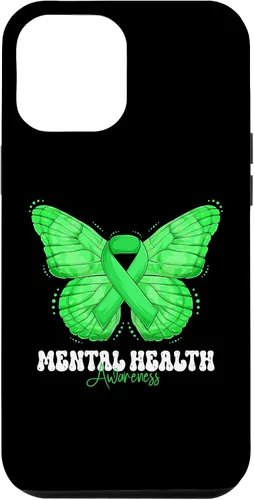 Vista 6 de Funda de mariposa con cinta verde para iPhone 15 Mental Health Awareness Month