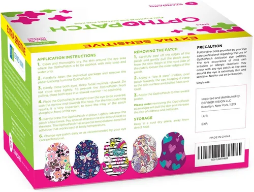 Vista 7 de Opthopatch Defined Vision - Parches para ojos para niños, diseño divertido para niñas [Serie II], 90 + 10 vendajes adhesivos de algodón