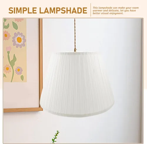 Vista 4 de PRETYZOOM Pantallas plisadas medianas para lámpara de mesa, lámpara de pared, luces de pie, cubierta de lámpara de lino blanco, pantalla de repuesto