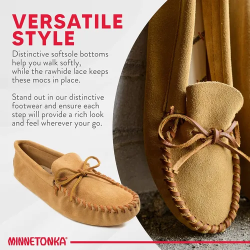 Vista 5 de Minnetonka Mocasín de suela suave con cordones de cuero para hombre