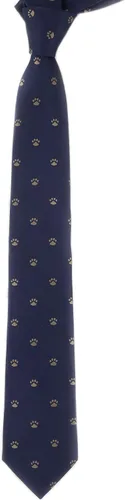 Vista 4 de Corbata de patrón de huella de perro cachorro con caja de regalo Corbata de impresión de pies de perro, Marrón