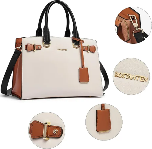 Vista 5 de BOSTANTEN Bolso de cuero para mujer, bolso de diseñador con asa superior, bolso cruzado, Bolsas colgantes de cuero para mujer