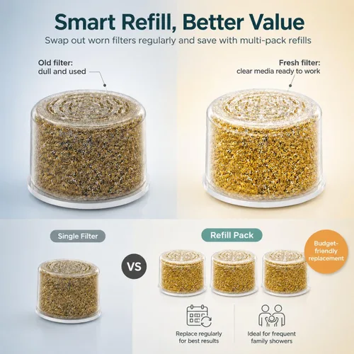 Vista 4 de Filtro de repuesto de agua para cabezal de ducha filtrado, compatible con cabezal de ducha filtrado CANOPY para eliminar el cloro y sustancias