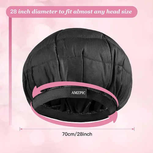 Vista 6 de Tapa térmica inalámbrica de acondicionamiento profundo, segura, tapa de calor para microondas para vaporizar, terapia de calor para el cabello, Negro