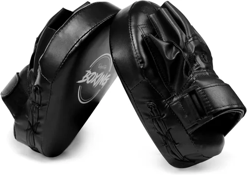 Vista 2 de Valleycomfy - Manoplas de boxeo curvadas de piel sintética para entrenamiento Leatherette Training Hand Pads,Ideal for Karate, Muay Thai Kick