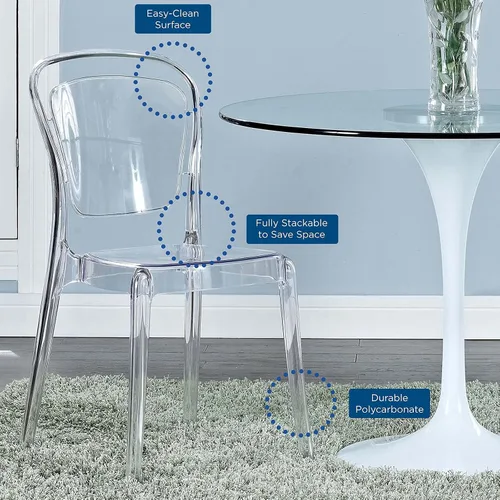 Vista 5 de Modway Entreat - Silla moderna de acrílico para cocina y comedor en transparente, totalmente montada