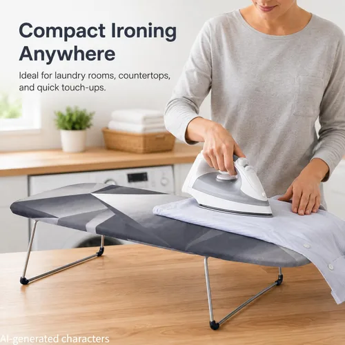 Vista 5 de Tabletop Ironing Board with Hook, Foldable 12"x29" for Small Spaces