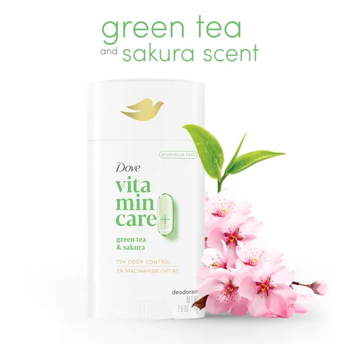 Vista 3 de Dove VitaminCare+ Desodorante en barra Té Verde y Shakura Libre de Aluminio 2.6 oz