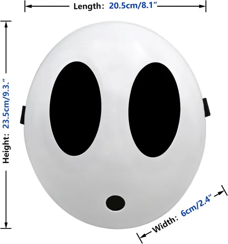 Vista 3 de Máscara de chico tímido, máscara de anime blanca, máscara de Halloween, máscara divertida para disfraz de Halloween, accesorios de cosplay 2