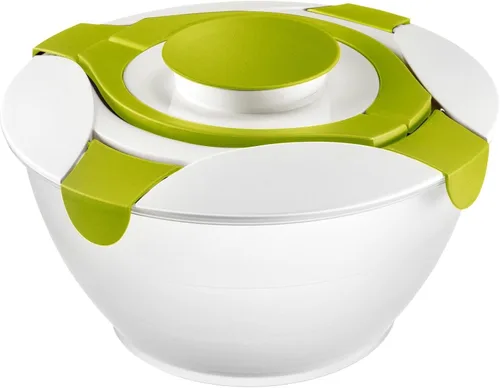 Vista 8 de Westmark Ensalada Butler Bowl con asa y aderezo, Volumen: 6.5 litros, Plástico, Práctico, Transparente/Blanco/Azul, 2422227B Incoloro