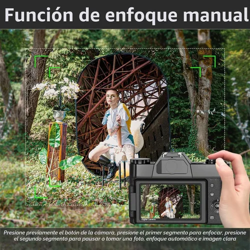 Vista 7 de Cámara digital 4K para vlogging de YouTube, zoom manual de 56 MP 16X, cámara compacta de fotografía con gran angular de 2.047 in y lente macro
