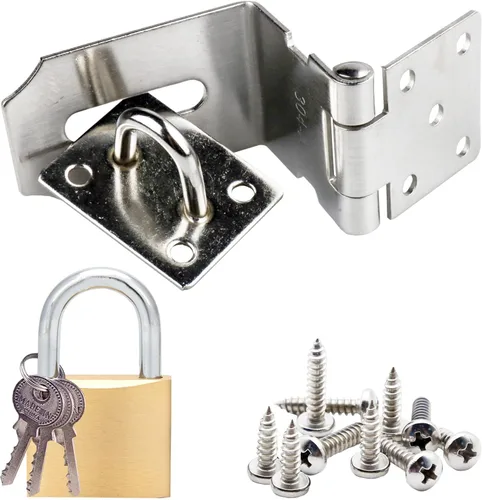 Vista 7 de Arlai Cerrojo de puerta de acero inoxidable de 4 pulgadas, seguridad de 90 grados, ángulo recto, cerrojo de bloqueo, cierre de puerta de seguridad 1