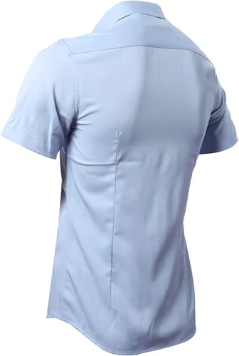 Vista 2 de FLY HAWK Mens Button Up Short Sleeve Shirt, Casual Button Down Collared Dress Shirts
