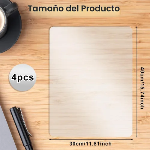 Vista 2 de 4 manteles individuales de plástico transparente de 15.7 x 11.8 pulgadas, mate transparente, resistentes al calor, lavables, manteles individuales